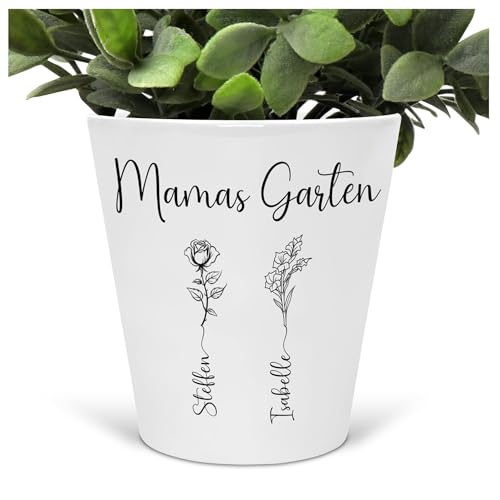 22Feels Mama Geschenk Personalisierter Blumentopf Geburtsblumen Deko Muttertag Geburtstag Mutter Übertopf 10cm Keramik Weiss Garten Balkon Planzentopf Innen Aussen von 22Feels