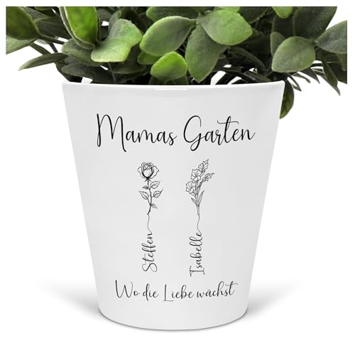 22Feels Mama Geschenk Personalisierter Blumentopf Geburtsblumen Deko Muttertag Geburtstag Mutter Übertopf 10cm Keramik Weiss Garten Balkon Planzentopf Innen Aussen von 22Feels