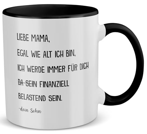 22Feels Mama Geschenk von Sohn zum Muttertag, Geburtstag, Mutter und Sohn Tasse, Kaffeetasse für Frauen, Haferl (Zweifarbig Weiss-Schwarz) von 22Feels