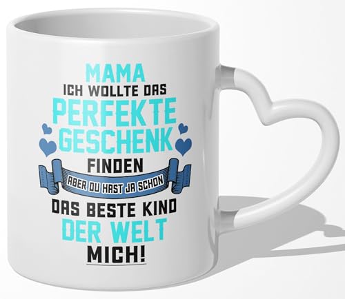 22Feels Mama Geschenk zum Muttertag, Geburtstag, Mutter Tasse von Tochter Sohn, Kaffeetasse für Frauen, Haferl (Herzhenkel Weiss) von 22Feels