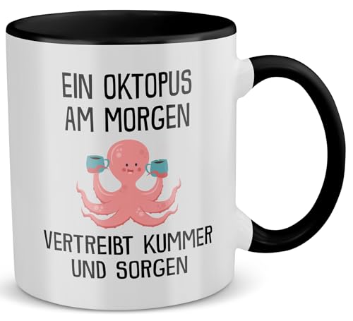 22Feels Oktopus Tasse mit Spruch Krake Tier Büro Geschenk für Frauen und Männer Deko Kollege Kaffeetasse (Zweifarbig Weiss-Schwarz) von 22Feels