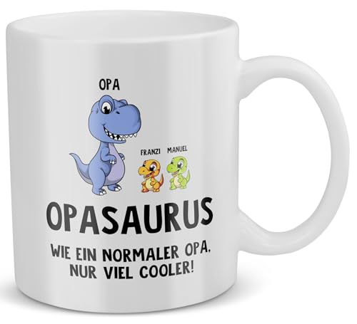 22Feels Opasaurus Tasse Opa Geschenk Personalisierte Tasse Vatertag Geburtstag Männer Grossvater Weihnachten Kaffeetasse Selber Gestalten Haferl Grosseltern Geschenkidee von 22Feels