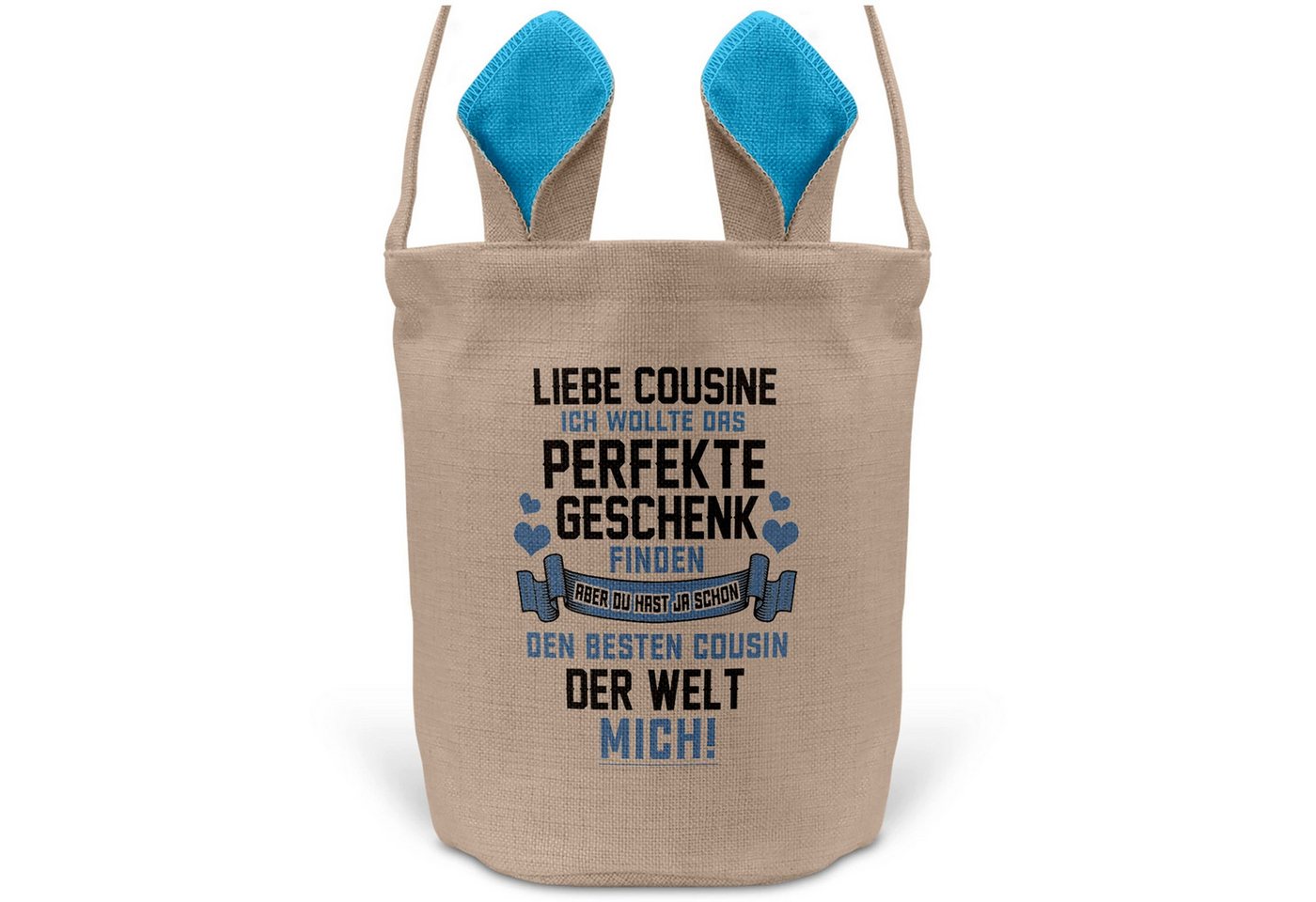 22Feels Osternest Cousine Osterkorb v. Cousin Mädchen Henkel Geschenk Blau Ostern Deko, In Deutschland Bedruckt von 22Feels