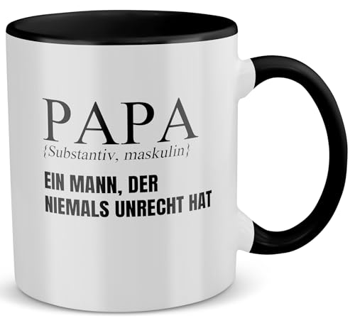 22Feels Papa Geschenk zum Geburtstag, Weihnachten, Vatertag, Vater Definition Tasse von Tochter Sohn, Kaffeetasse für Männer, Haferl (Zweifarbig Weiss-Schwarz) von 22Feels