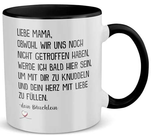 22Feels Schwangerschaft Geschenk für Werdende Mama, Mom To Be Tasse Frauen, Muttertag Geburtstag, Bald Mutter, Ich bin Schwanger Verkünden, Gratulation, Hallo von Baby (Zweifarbig Weiss-Schwarz) von 22Feels