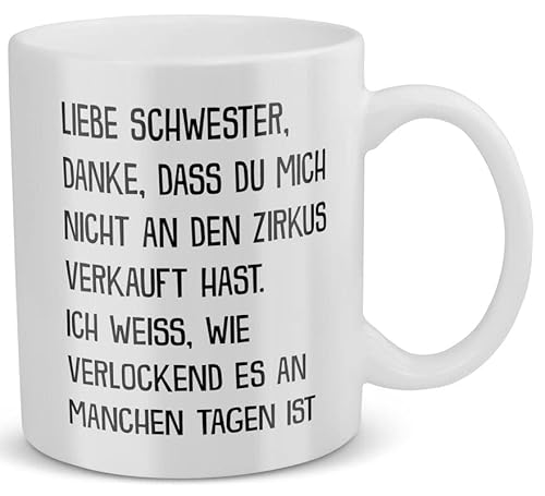 22Feels Schwester Geschenk Tasse für Geschwister Lustig Spruch Zirkus Grosse Kleine Mädchen Frau von 22Feels