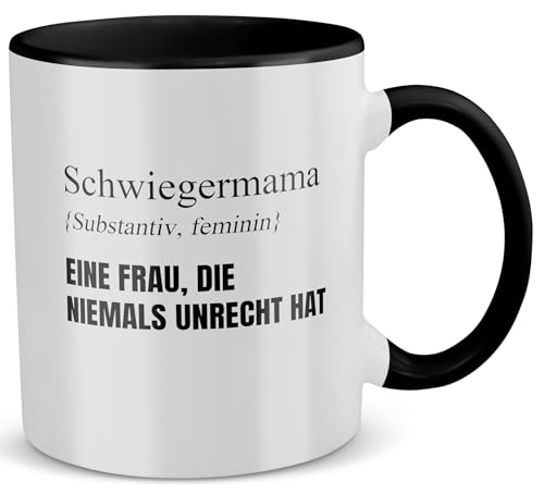 22Feels Schwiegermutter Geschenk Schwiegermama Definition Tasse zur Hochzeit für Schwiegereltern Frau Geburtstag Muttertag Weihnachten Haferl (Zweifarbig Weiss-Schwarz) von 22Feels