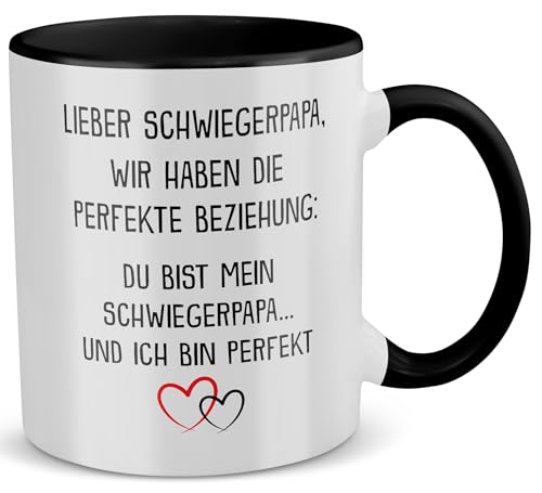 22Feels Schwiegervater Geschenk Schwiegerpapa Tasse zur Hochzeit für Schwiegereltern Mann Geburtstag Vatertag Weihnachten Herrentag Haferl (Zweifarbig Weiss-Schwarz) von 22Feels