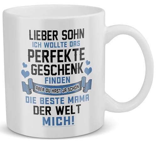 22Feels Sohn Tasse, Geschenk von Mama zum 18. Geburtstag, Abitur Abschluss Bachelor Master, Mutter und Sohn Jungs Männer, 30 20 Jahre, Spruch Haferl von 22Feels