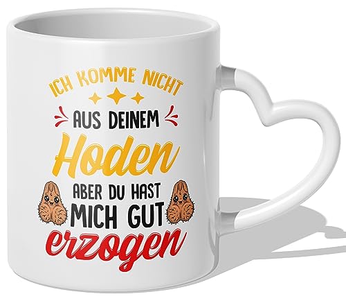 22Feels Stiefvater Geschenk Idee Stiefpapa Tasse Vatertag Geburtstag Bonuspapa Ersatzvater Stiefeltern - Erzogen (Herzhenkel Weiss) von 22Feels