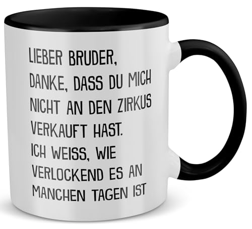 22Feels Tasse, Älterer Bruder Geschenk zum Geburtstag Weihnachten, Männer Jungs Idee, Spruch, Bruderherz (Zweifarbig Weiss-Schwarz) von 22Feels