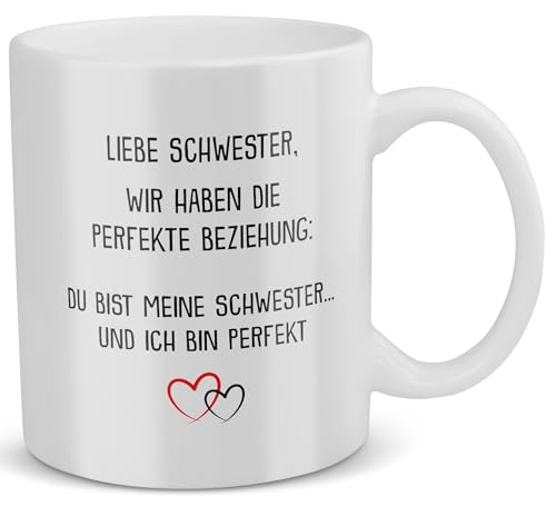 22Feels Tasse, Schwester Geschenk zum Geburtstag Weihnachten, Frauen Mädchen Idee, Kaffeetasse mit Spruch, Schwesterherz von 22Feels