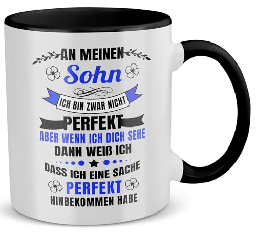 22Feels Tasse, Sohn Geschenk zum 18. Geburtstag, Abitur Abschluss Bachelor Master, An Mein Kind Jungs Männer, 30 20 Jahre, Spruch Kaffeetasse von Eltern Mutter Vater (Zweifarbig Weiss-Schwarz) von 22Feels