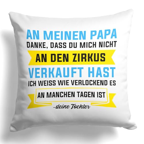 22Feels Vater Kissen, Deko Papa Geschenk von Tochter zum Vatertag Geburtstag Weihnachten (Weiss, Quadratisch, 40x40cm) von 22Feels