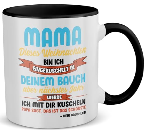 22Feels Weihnachten Werdende Mama, Schwangerschaft Geschenk Frauen Weihnachten, Mom To Be Tasse, Muttertag Geburtstag, Hallo von Baby (Zweifarbig Weiss-Schwarz) von 22Feels