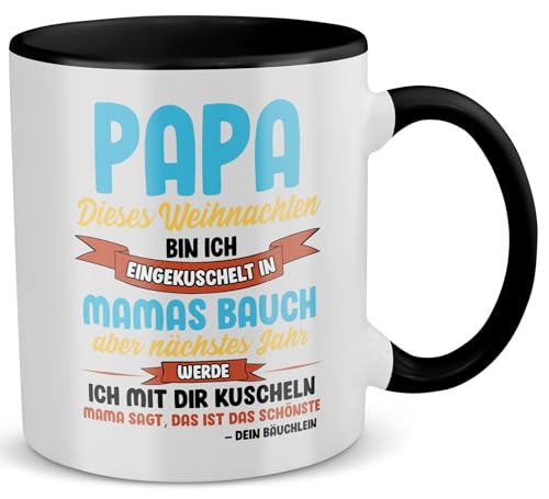 22Feels Weihnachten Werdender Vater, Du Wirst Papa Tasse, Schwangerschaft Geschenk für Männer, Gratulation, Bald Dad To Be, Hallo von Baby (Zweifarbig Weiss-Schwarz) von 22Feels