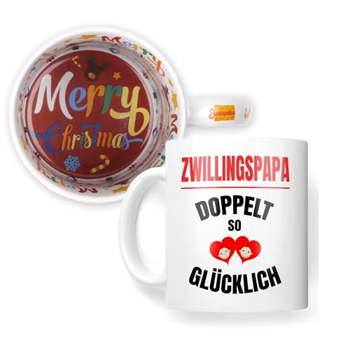 22Feels Weihnachten Zwillingspapa Tasse Geschenk Vater von Zwillingen Geburt Mädchen Junge Zwillinge Kaffeetasse frische Papas Idee - Motto Innen Henkel von 22Feels