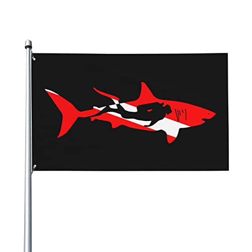 Bannerfahnen 90x150cm, Haie Taucher Tauchen Dekorative Fahnen Verblassen Beständig Dekorationen Flagge Lustige Außenbanner, Für Veranda, Drinnen Und Draußen von 230