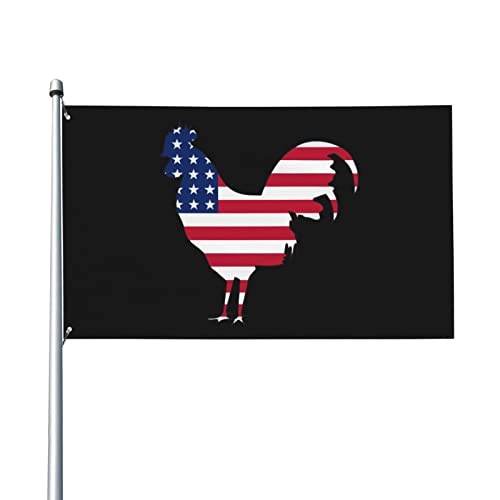 Gartenfahne 90x150cm, Huhn Hahn Der Amerikanischen Flagge Dekorative Fahnen Durable Außenbanner Lustige Garten Fahnen, Für Partys, Drinnen Und Draußen von 230