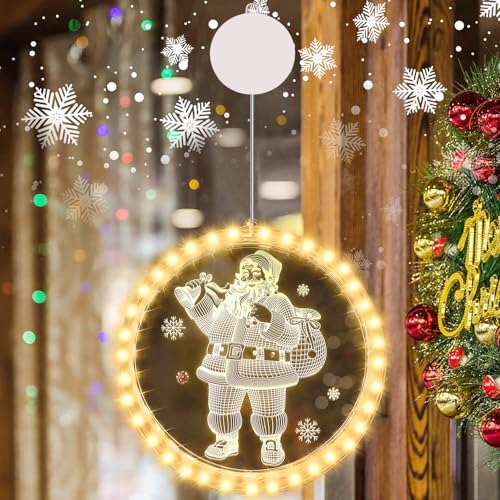 23GUANYI Weihnachtsbeleuchtung Fenster mit 36 LEDs, Warmweißer Weihnachtsmann Weihnachtsdeko Fenster Beleuchtet 3D Hängend Fensterlicht Weihnachten für Innen Außen Fensterlichter Weihnachtsdeko von 23GUANYI