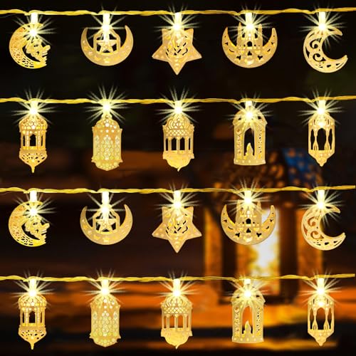 Ramadan Lichterkette 3M 20 LEDs Eid Mubarak Ramadan Dekoration Batteriebetrieben für Zuhause Outdoor Garten Hochzeit Geburtstag Ramadan Deko (Warmweiße Farbe) von 23GUANYI