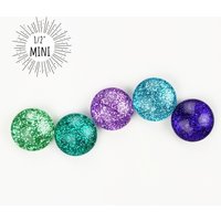Meerjungfrau Glitzer Mini Magnete // 5Er Set - 12mm Runde Glas Geschenke Unter 10 Organisation/Schließfach Büro von 23bunniesboutique