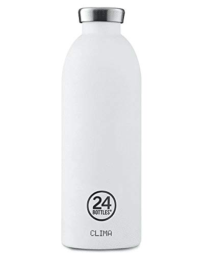 24BOTTLES Clima - Trinkflasche 850 ml, Thermosflasche 24h Cold und 12h Hot, Wasserflasche 100% Versiegeltem Deckel, Umweltfreundliche Trinkflasche Edelstahl, Trinkflasche Sport, Ice White von 24Bottles