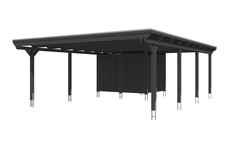 Skan Holz Emsland - Flachdach Doppelcarport aus Leimholz Breite 613 cm Holzcarport anthrazit von Skan Holz