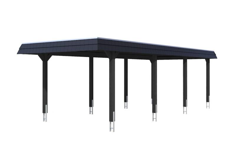 Skan Holz Wendland - Walmdach Carport aus Leimholz Breite 362 cm Holzcarport anthrazit von Skan Holz