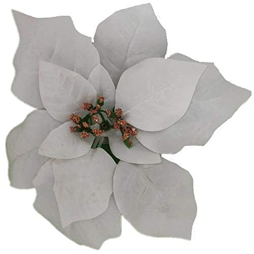 2474U Kunst-Blüte auf Clip Weihnachtsstern weiß 15cm naturgetreue Seidenblüte Kunstblume von 2474U