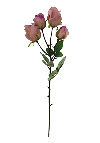 2474U Kunst-Stielblume Rose Altrosa ca. 46 cm Vier naturgetreue Bluete Seidenblume edler Rosenzweig von 2474U