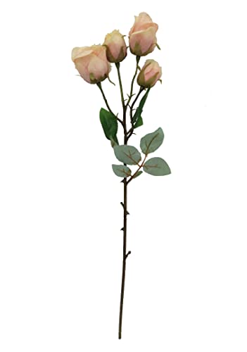 2474U Kunst-Stielblume Rose Peach/champager ca. 46 cm Vier naturgetreue Bluete Seidenblume edler Rosenzweig von 2474U