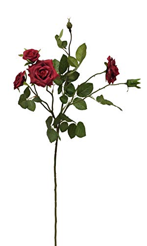 2474U Kunst-Stielblume Rosenzweig mit 4 Blüten rot ca. 71cm naturgetreue Blüte Seidenblume von 2474U