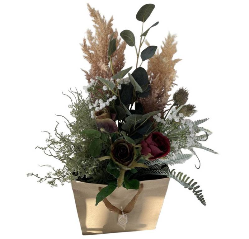Kunstblume Kunst-Blumenstrauß Bouquet JANA - in der Deko-Tüte 11-tlg, 2474U, Höhe 54 cm, künstlich, naturgetreu, täuschend echt von 2474U