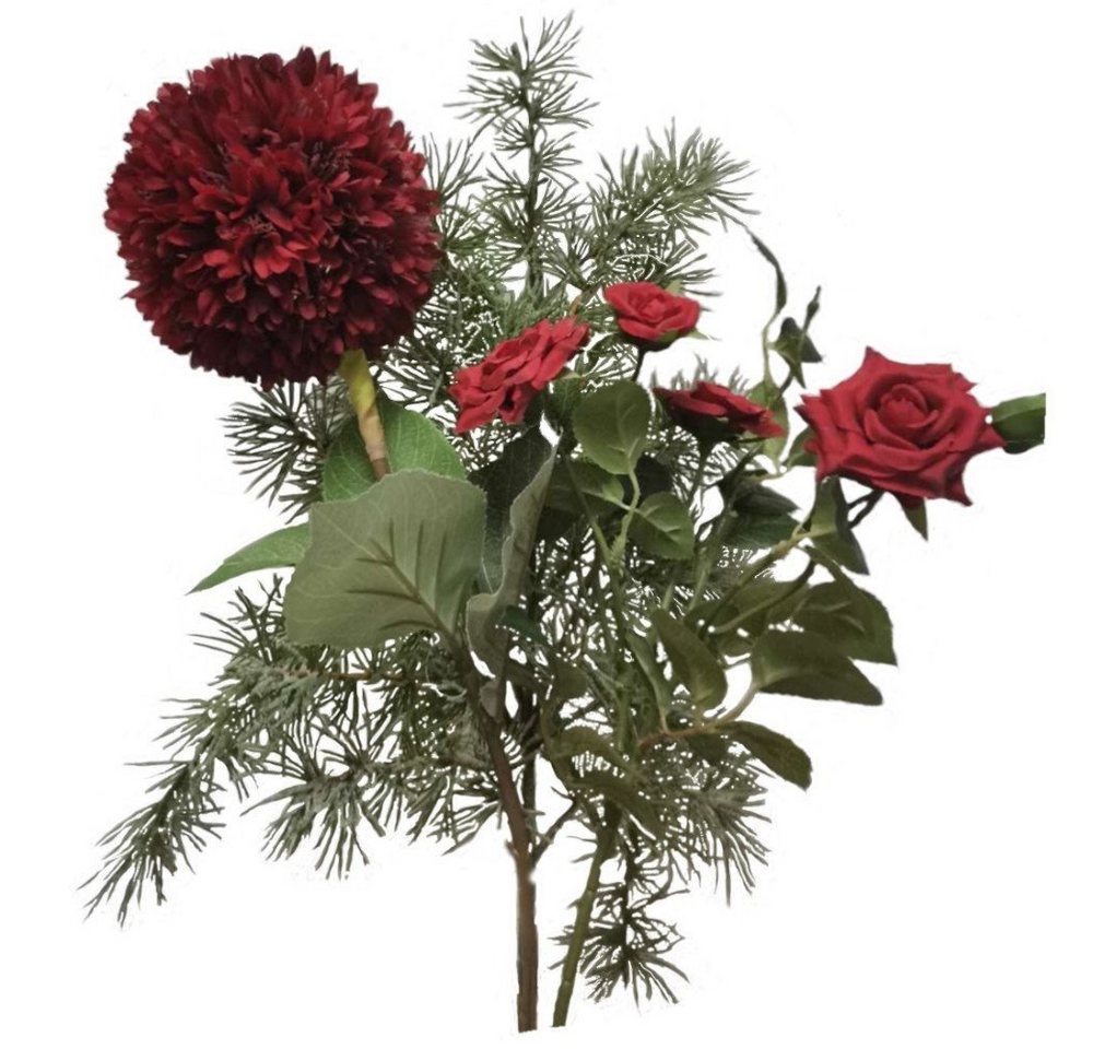 Kunstblume *Gemischter Blumenstrauss aus Allium, Rosen, Zederzweig Rose (Rosa), 2474U, Höhe 65 cm, künstlich, naturgetreu, täuschend echt von 2474U