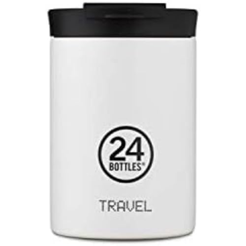 24 Bottles Travel Tumbler Isolierbecher aus lebensmittelechtem Edelstahl in der Farbe Ice White, 350ml von 24Bottles