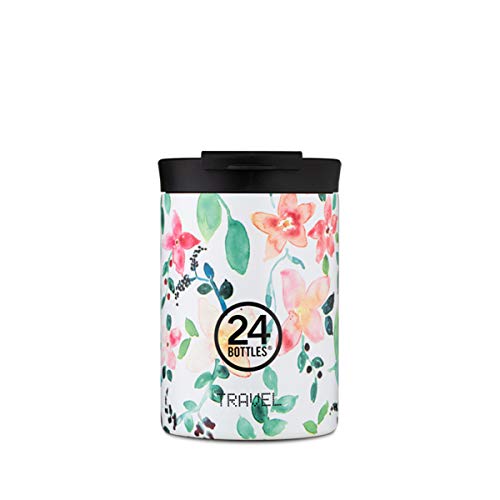 24 Bottles Travel Tumbler Isolierbecher aus lebensmittelechtem Edelstahl in der Farbe Little Buds, 350ml von 24Bottles