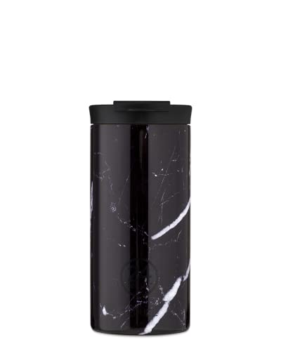 24Bottles, Thermo-Reisebecher | Thermobecher aus BPA-freiem Edelstahl | 12 Stunden kalt 6 Stunden heiß | Travel Tumbler | Original italienisches Design - (Black Marblei, 600 ml). von 24Bottles