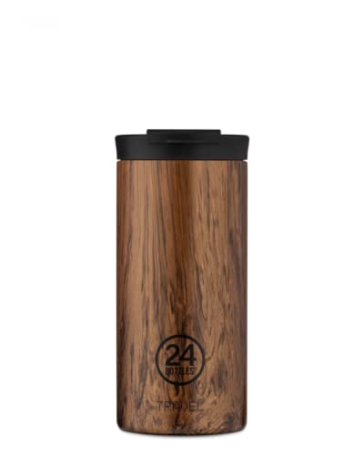24Bottles Thermo-Reisebecher | Thermobecher aus Edelstahl BPA-frei | 12 Stunden kalt 6 Stunden warm | Travel Tumbler | Original italienisches Design - Sequoia Wood 600 ml von 24Bottles