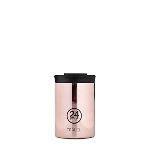 24 Bottles Isolierter Coffee to go Becher 'Travel Tumbler Glow' aus Edelstahl 350 ML, Farbe:Rose Gold von 24Bottles
