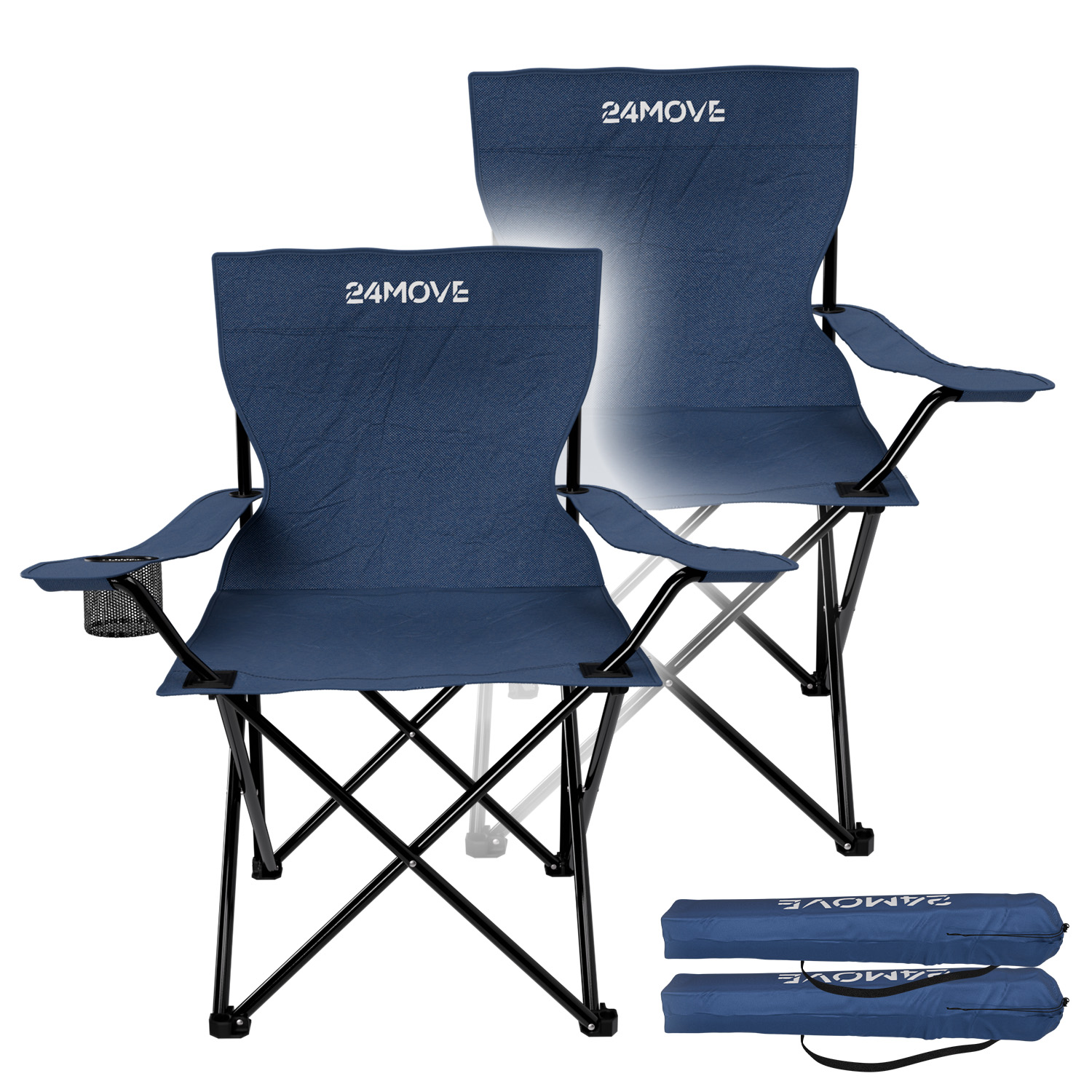 24MOVE® Campingstuhl Klappstuhl blau 2er Set von 24MOVE