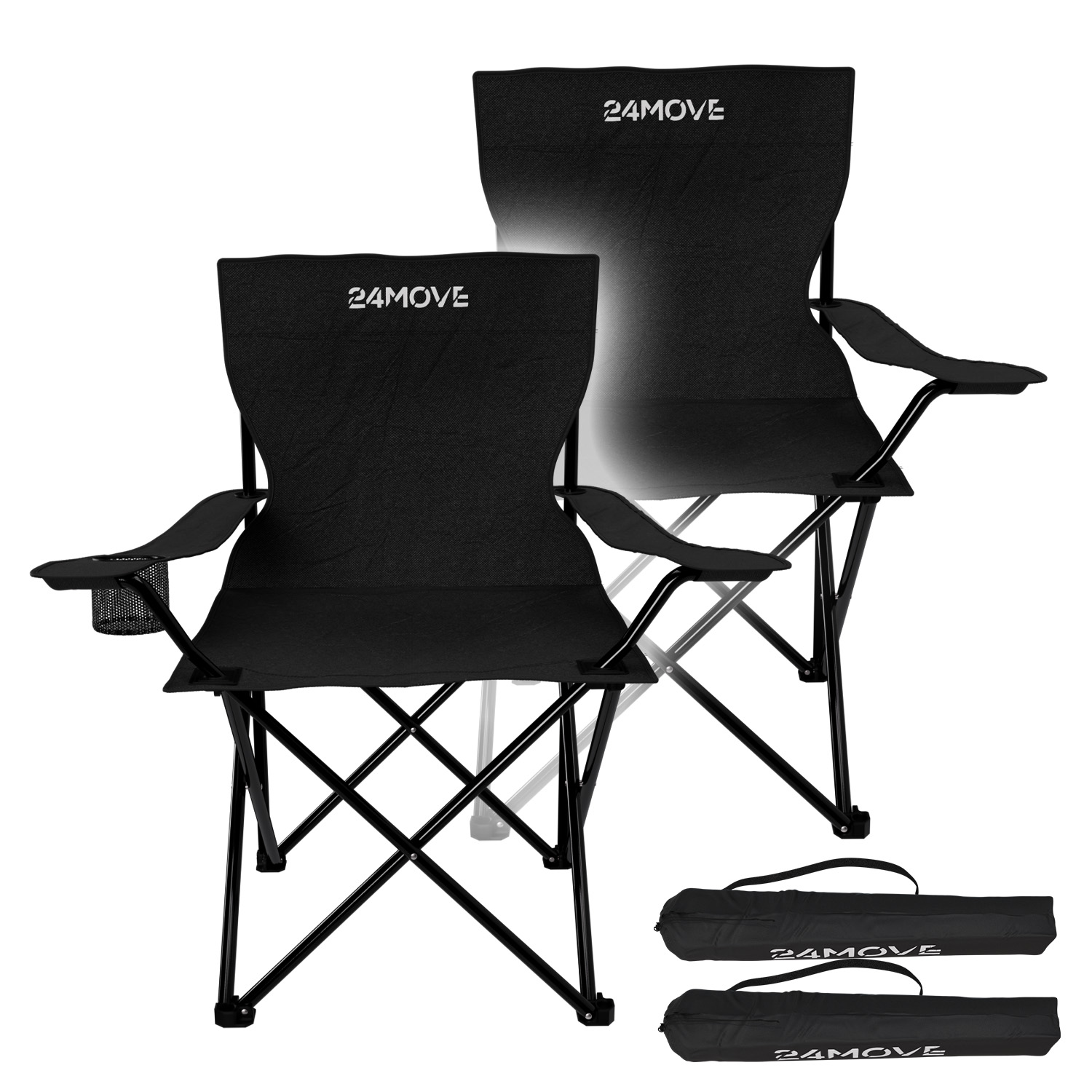 24MOVE® Campingstuhl Klappstuhl schwarz 2er Set von 24MOVE