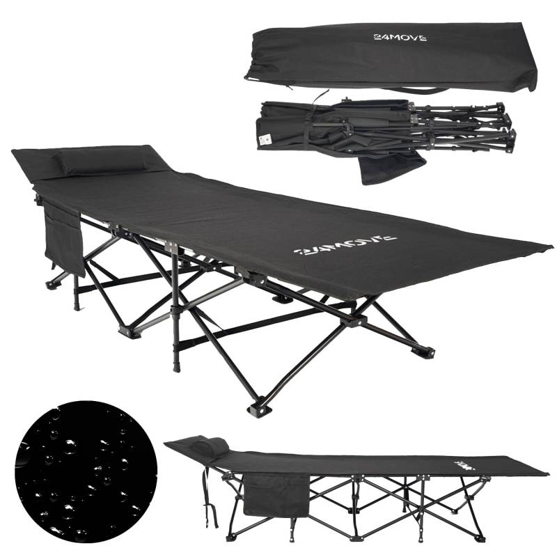24MOVE® Feldbett Campingbett Klappbett Campingliege klappbar BORBA schwarz von 24MOVE
