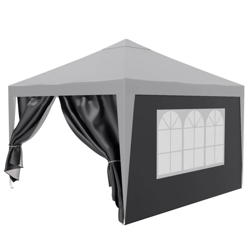 24MOVE Pavillon Seitenteile 2er Set 2x3m mit Fenster & Reissverschluss Grau von 24Move