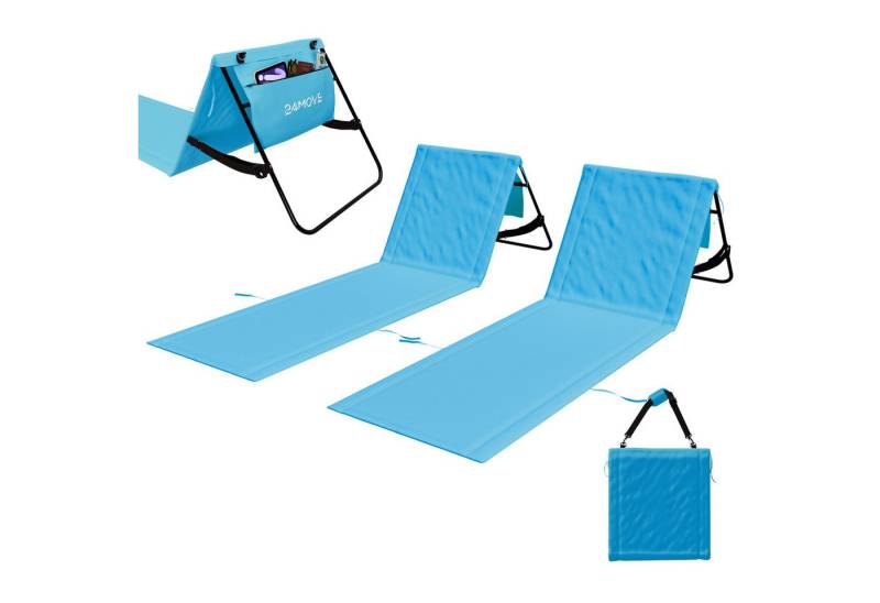 24Move Strandtuch, Strandmatte Set, Klappbare Campingliege, Tragetasche, (für Urlaub oder Garten), faltbar zur Tasche und Gurt, 2er Set, blau, Strandtuch von 24Move