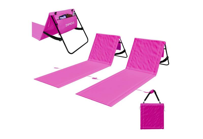 24Move Strandtuch, Strandmatte Set, Klappbare Campingliege, Tragetasche, (für Urlaub oder Garten), faltbar zur Tasche und Gurt, 2er Set, rosa, Strandtuch von 24Move