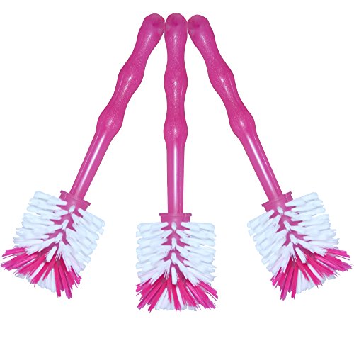 24now 3er Pack Mixtopf Spülbürste mit Nylonborsten - ideal zum Reinigen von Mixtöpfen wie z.B. Thermomix ® TM5/TM31 und Mixtöpfe Anderer Hersteller - 3X Pink von 24now