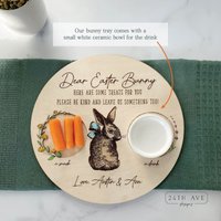 Osterhasentablett, Benutzerdefiniertes Häschentablett Mit Trinkschale, Osterhasen-Leckerli-Tablett Personalisierung, Ostertablett, Snacks Für Den von 24thAveDesigns