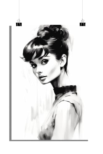 25 Artstreet Audrey Hepburn Schwarz-Weiß Poster - Klassisches Hollywood-Ikone poster - Hochwertiger Kunstdruck - Perfekt für Wohnzimmer - Perfekt zum Einrahmen (Size 61x91) von 25 Artstreet