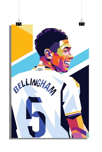 25 Artstreet Jude Bellingham Poster | Aufstrebender Fußballstar | Real Madrid Poster | Fußball Sensation | Bellingham Porträt | Fußball Wunderkind | Perfekt zum Einrahmen (Size 51x71) von 25 Artstreet